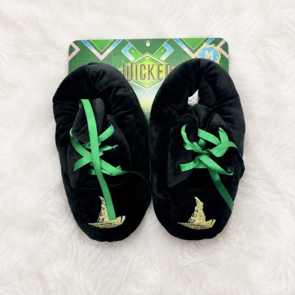 Wicked Elphaba Thropp Womens Slippers Black Green Size M 6.5-7.5